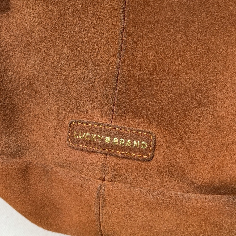 Lucky Brand Womens Brown Suede Leather Hobo Bag Tassel Purse Vintage Y2k Boho - Picture 5 of 16